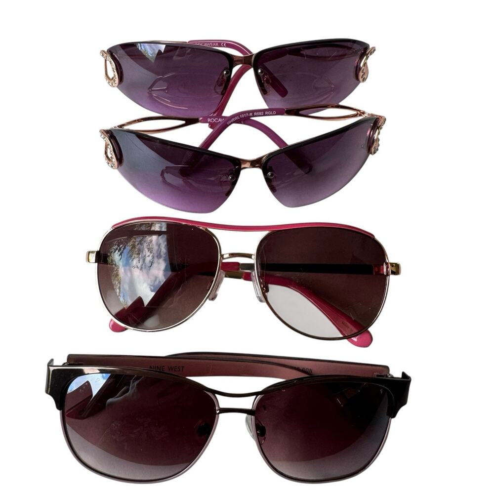 Women’s Lot 4 Sunglasses Aviator Juicy Couture Nine West Rocawear Nose Pc Kohls